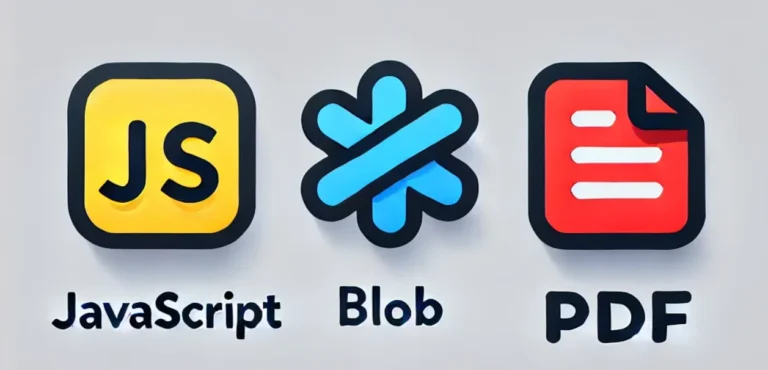 Trois logos : JavaScript, Blob et PDF